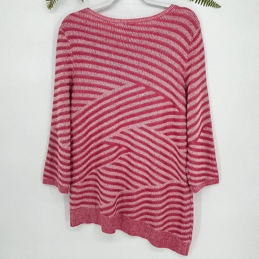 Chico’s Mingle Splice Scoopneck Pullover‎ Sweater Women’s Size 2 XL Asymmetrical